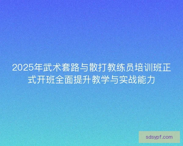 2025年武术套路与散打教练员培训班正式开班全面提升教学与实战能力