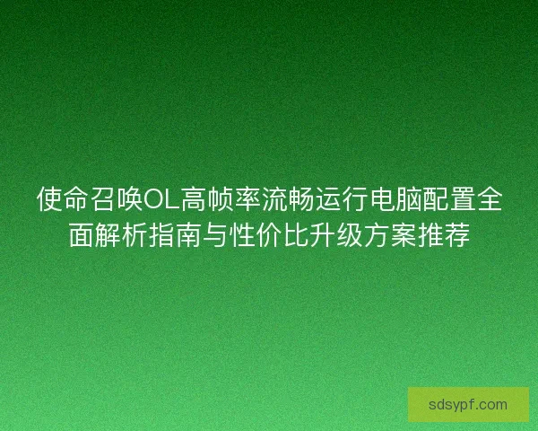 使命召唤OL高帧率流畅运行电脑配置全面解析指南与性价比升级方案推荐