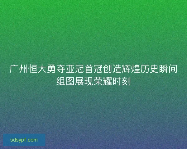 广州恒大勇夺亚冠首冠创造辉煌历史瞬间组图展现荣耀时刻