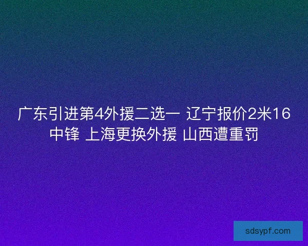 广东引进第4外援二选一 辽宁报价2米16中锋 上海更换外援 山西遭重罚 广东引进第4外援二选一 辽宁报价2米16中锋 上海更换外援 山西遭重罚