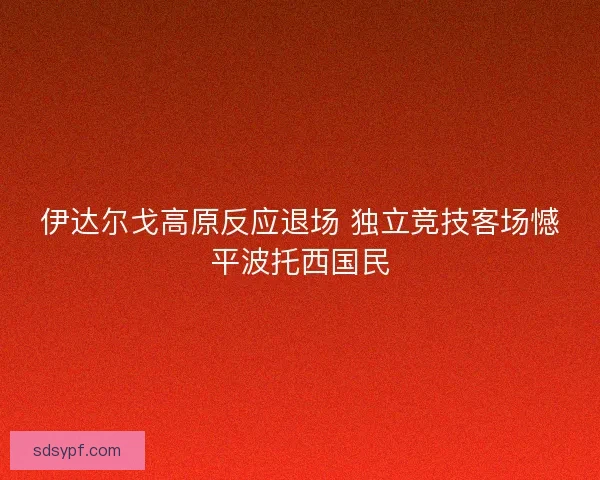 伊达尔戈高原反应退场 独立竞技客场憾平波托西国民