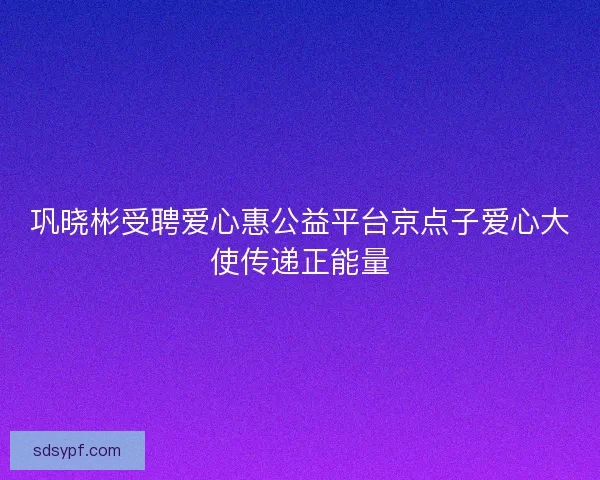 巩晓彬受聘爱心惠公益平台京点子爱心大使传递正能量 巩晓彬受聘爱心惠公益平台京点子爱心大使传递正能量